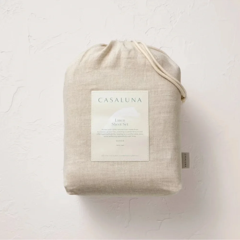 Casaluna CALIFORNIA KING 100% Linen 4pc Sheet Set Natural - BRAND NEW